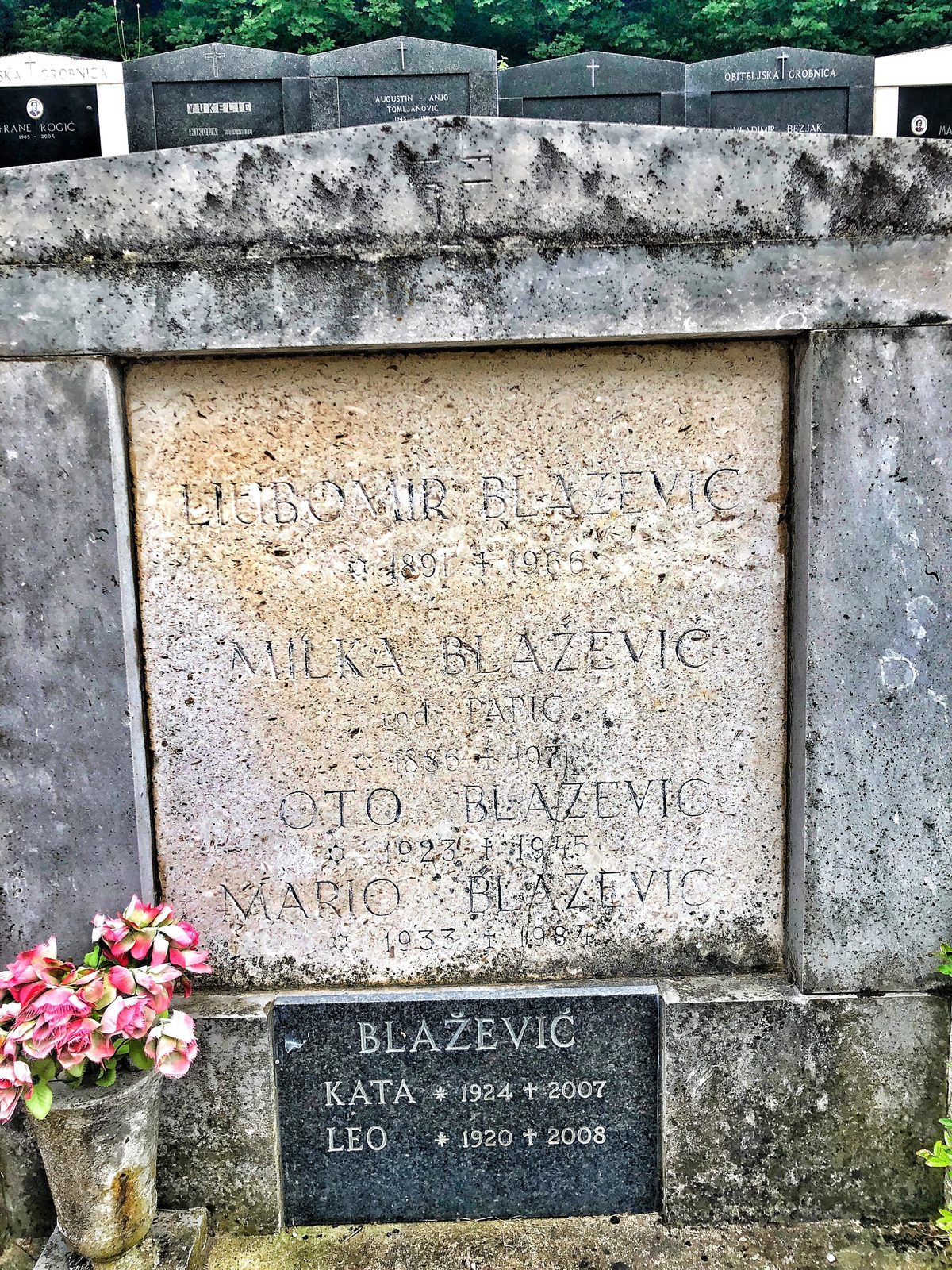The Blažević family grave at Senj, with Oto's name on it