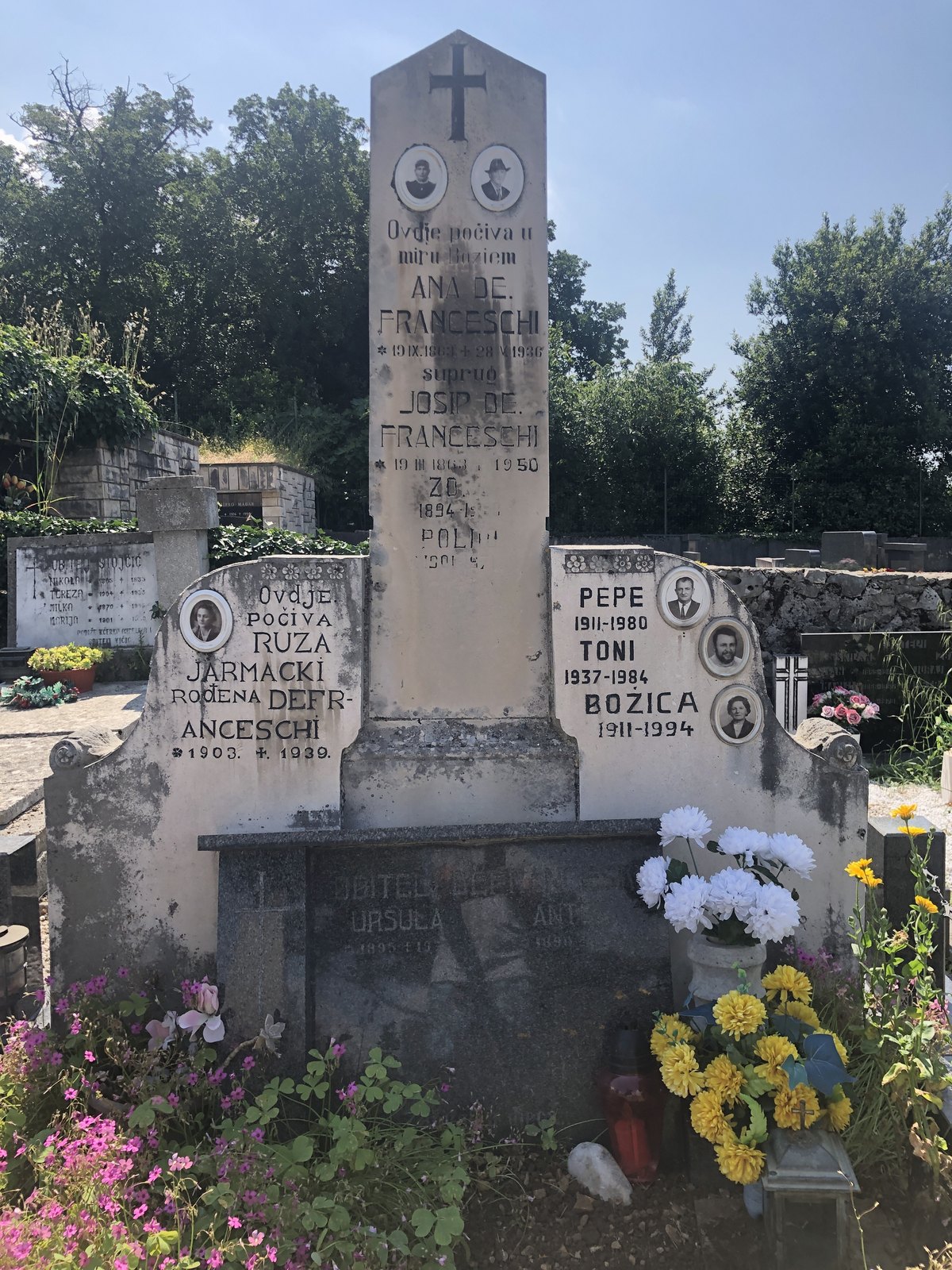Crikvenica gravestone — Ana de Franceschi born Kalanj, and her husband Josip