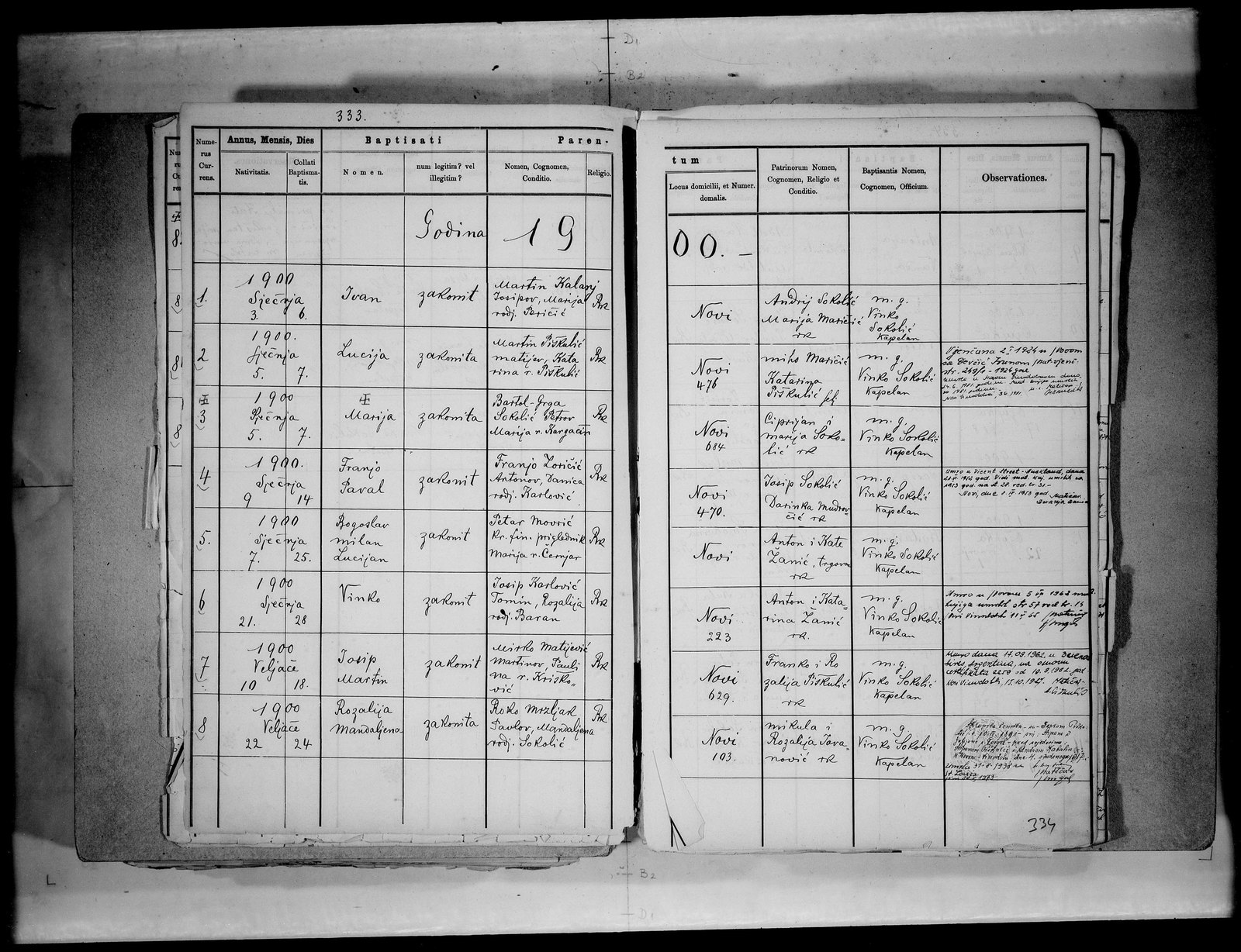Ivan Kalanj baptism — Novi Vinodolski str.333 no.1, born 3 Jan 1900