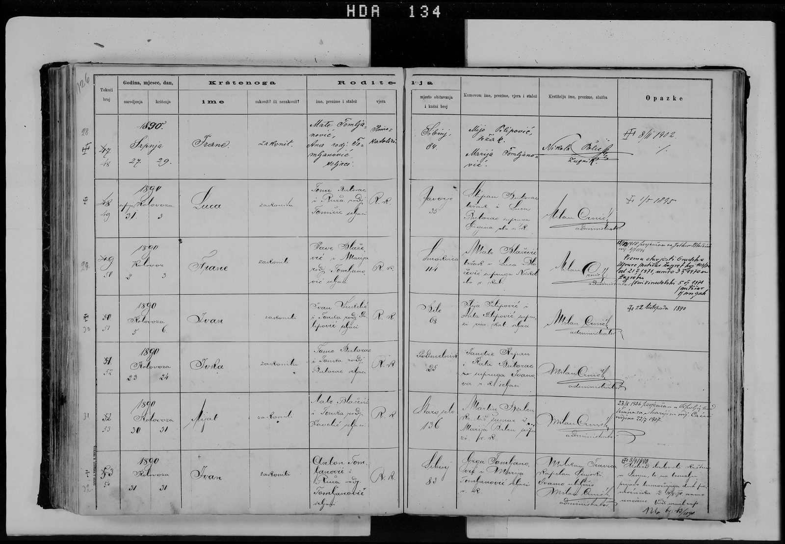 Frane Birth - 1890