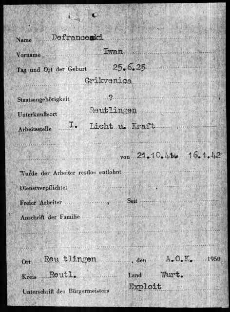 Card file of persecutees in the later French zone (1)