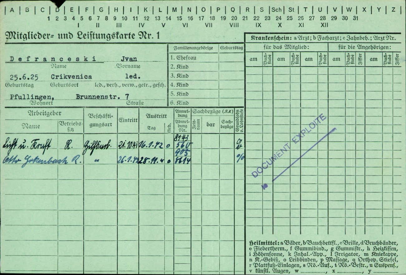 War Time Card File (Registration cards employees record books individual correspondence)