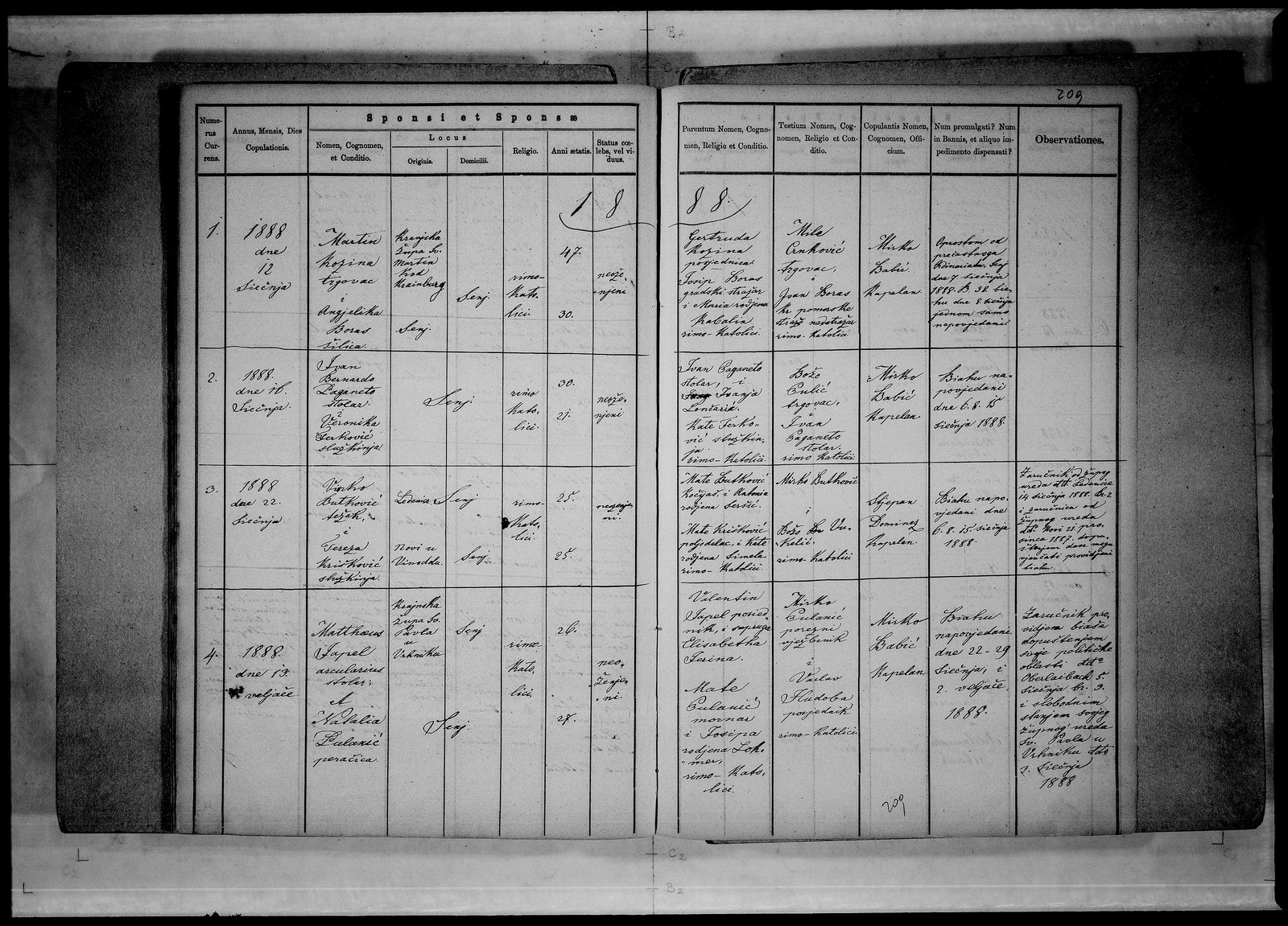Martin Kosina and Angjelika Boras Marriage - 1888