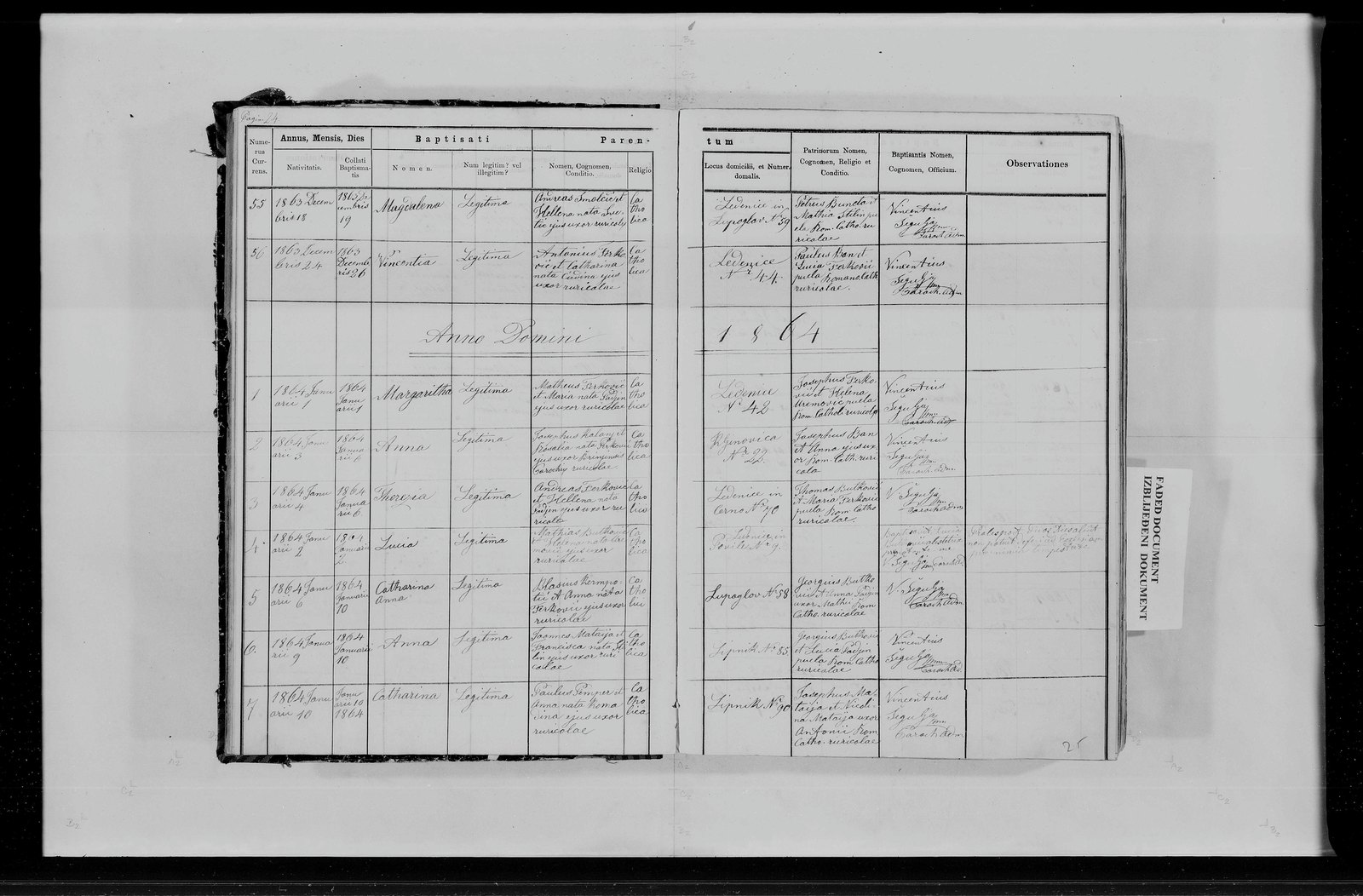 Ana Kalanj baptism — Klenovica N.22, born 3 Jan 1864, baptised 6 Jan