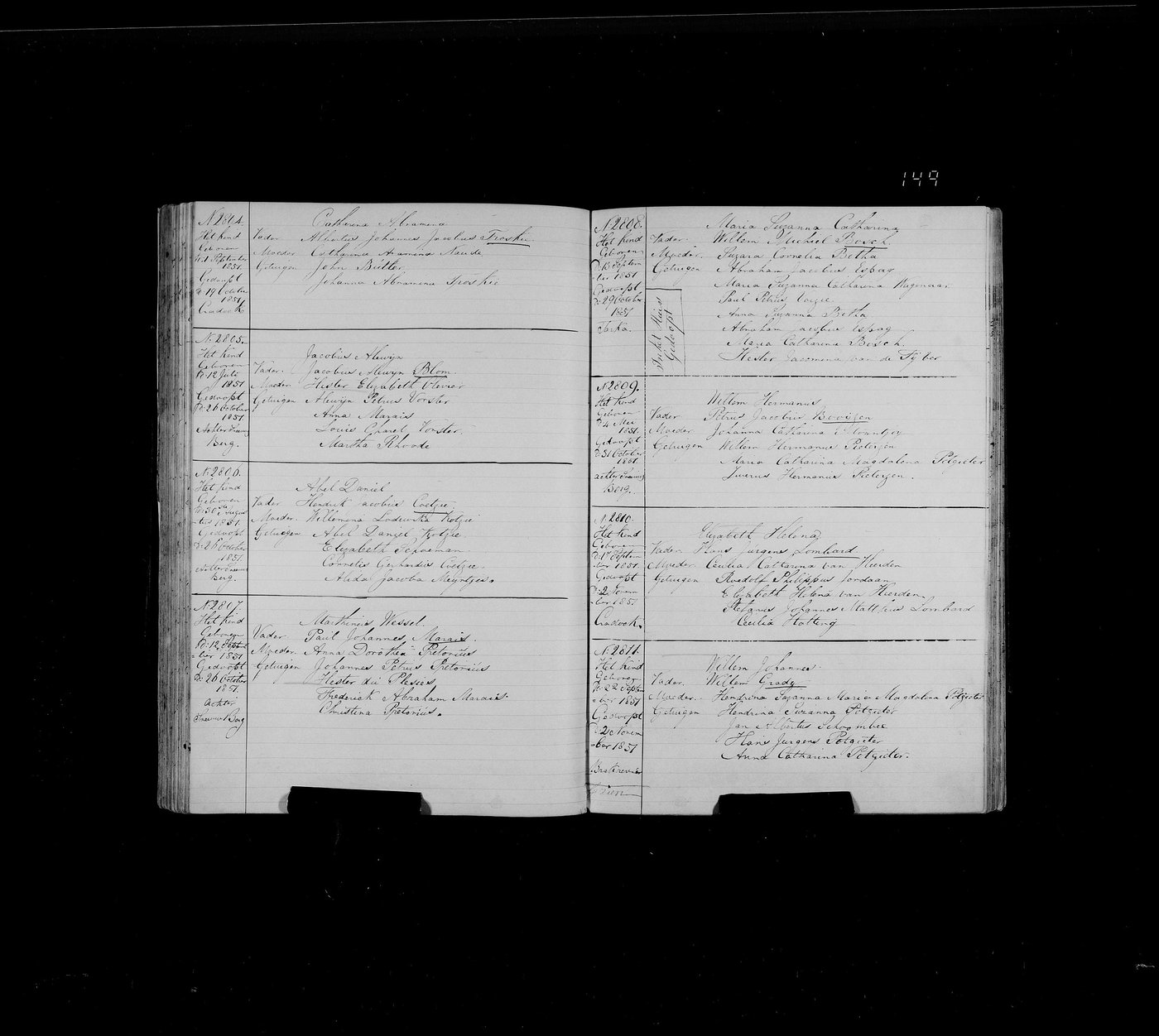 The full Graaff-Reinet baptism register opening for 1851, entries 2808 to 2815.