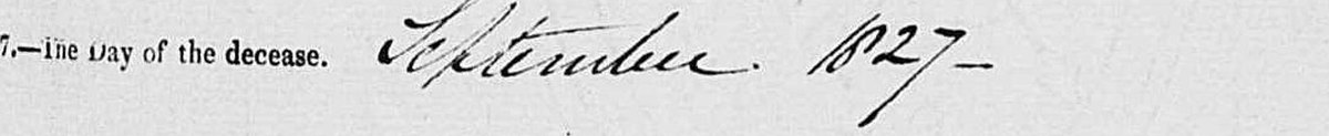 Line seven of the 1840 death notice, reading September 1827.