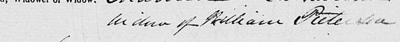 1840 death notice line reading widow of William Pietersen.