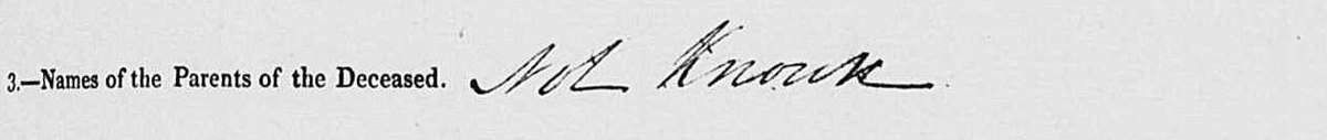 Line three of the 1840 death notice: Names of the Parents of the Deceased — Not Known.