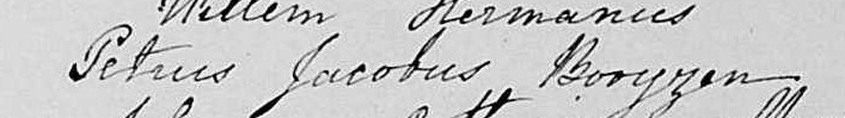 1851 register, father's name reading Petrus Jacobus Booyzen with a clear z.