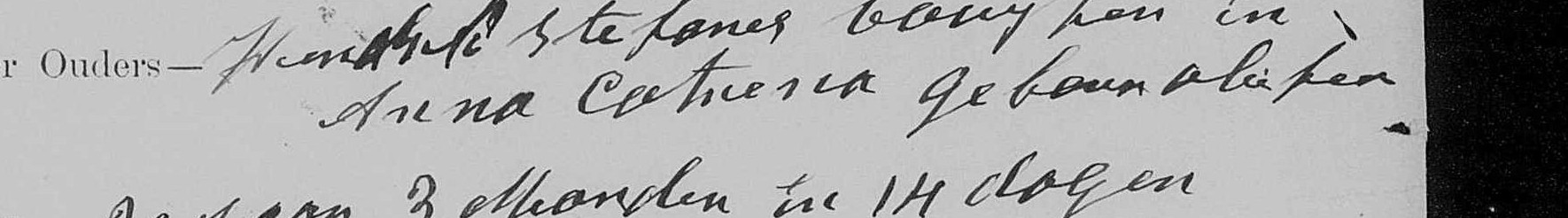 Line three of Sterfkennis 6361: Hendrick Stefanus Booijsen en Anna Catrena gebooren Oliefier.