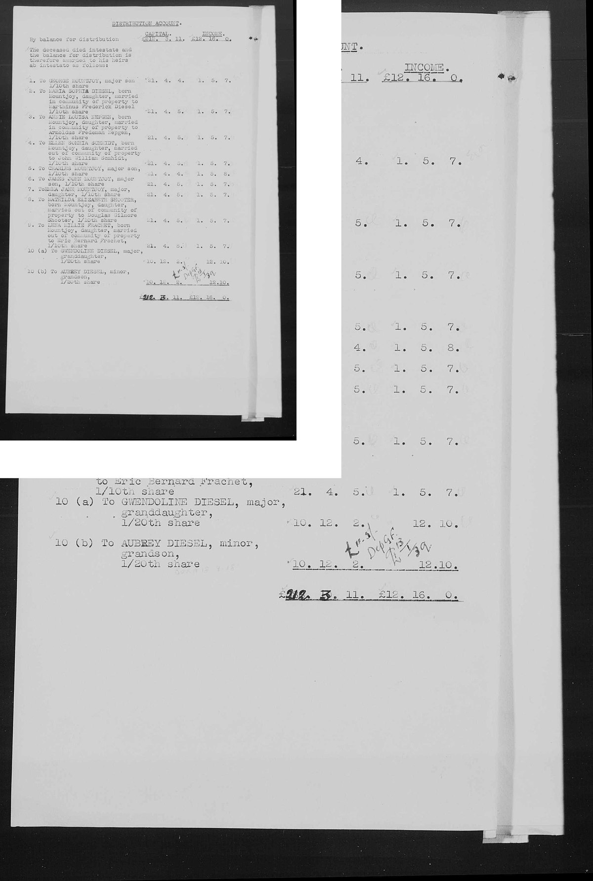 The full distribution account for estate 58379, listing eleven heirs and their shares.