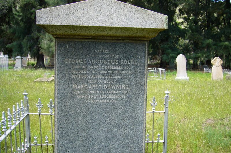 Close view of the cut inscription on the Kolbe monument.
