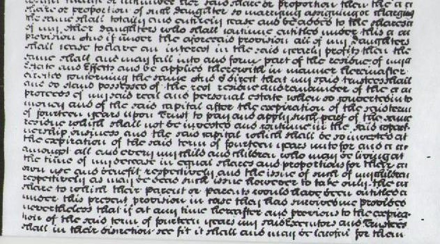 Page of the will setting out the residue clause and division among children.