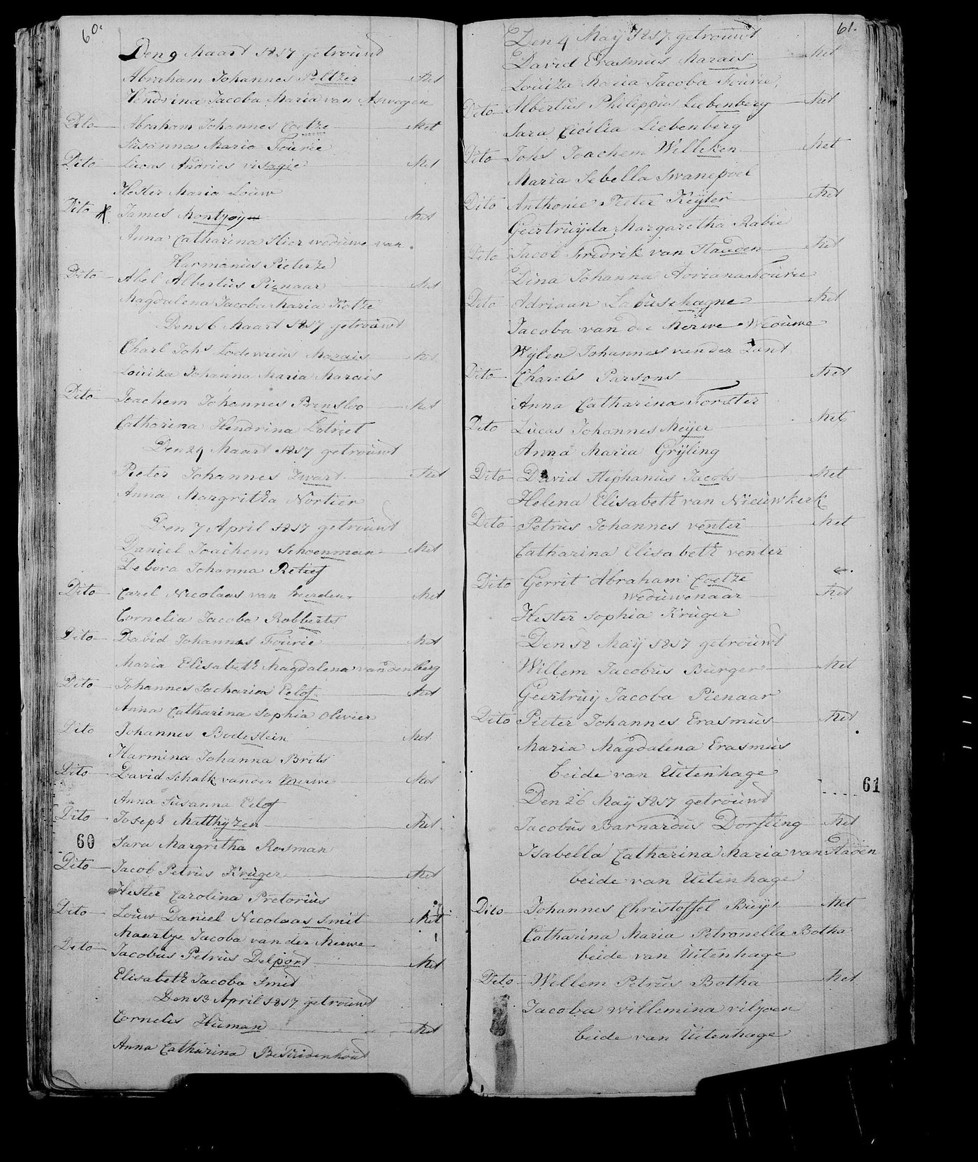 Graaff-Reinet Dutch Reformed marriage register opening for March 1817.