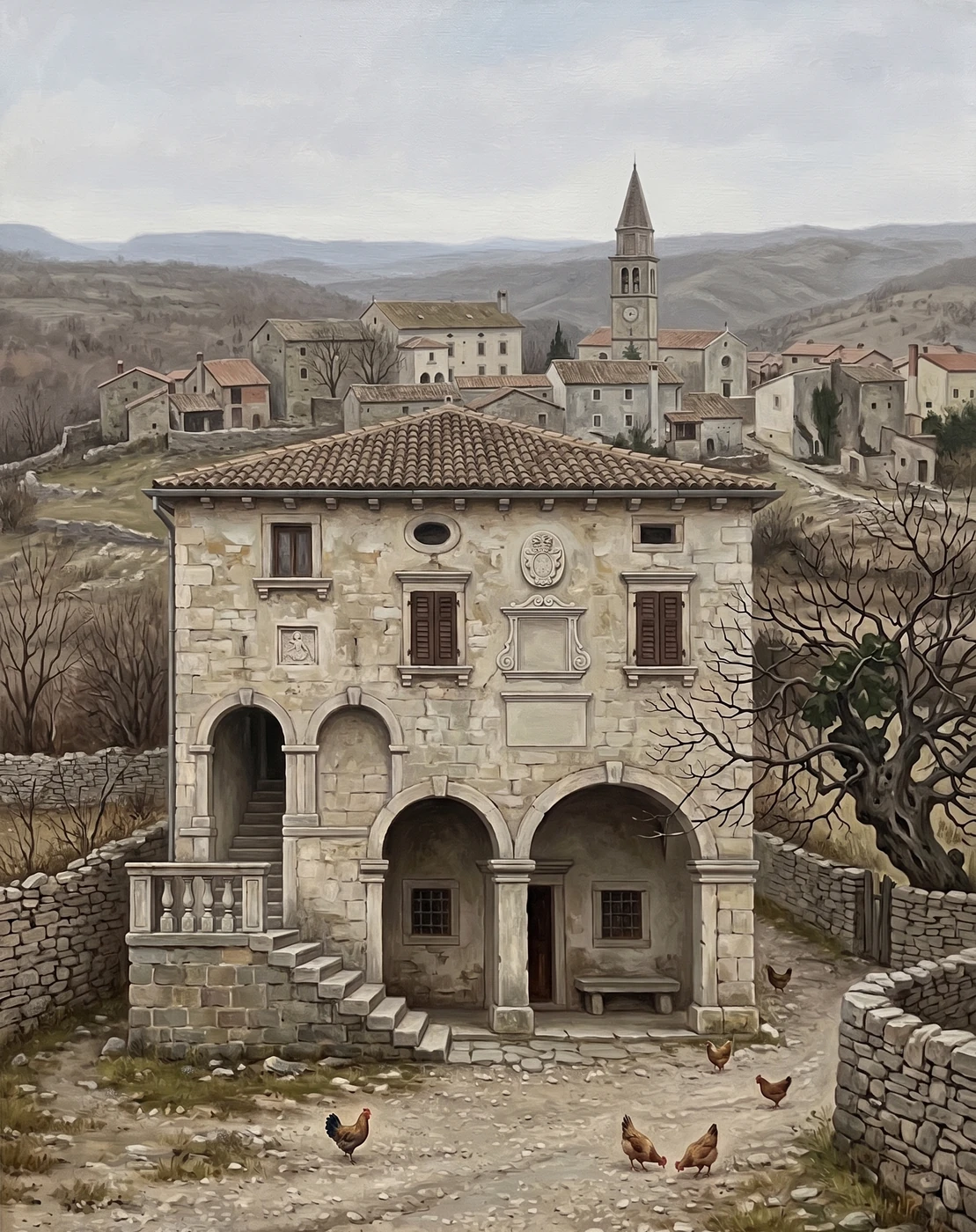 The house at Gologorica, built in 1711, with the builder's tablet over its door.