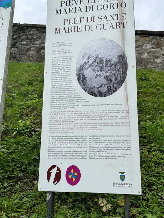 Pieve di Santa Maria di Gorto — the interpretation board