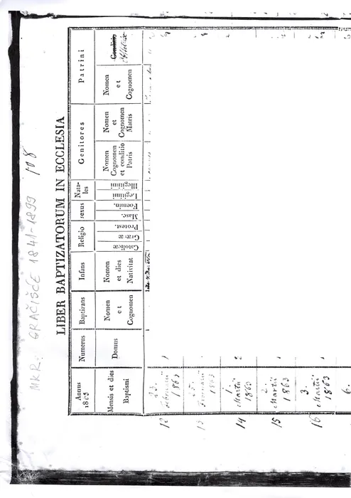 Liber Baptizatorum, Gračišće 1841–1899