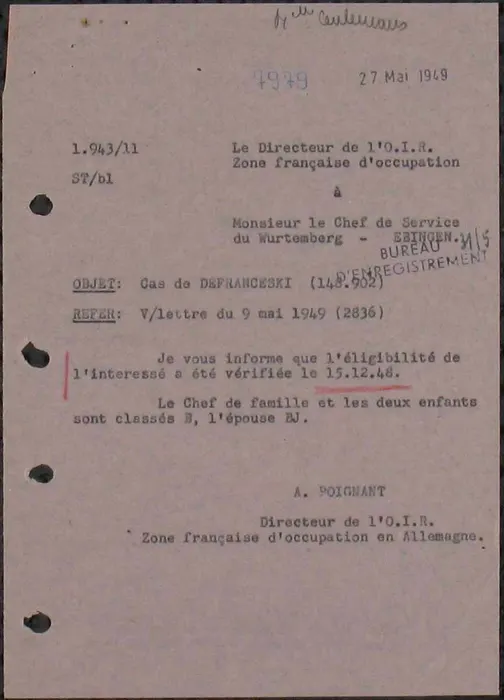 The letter that explains the code
