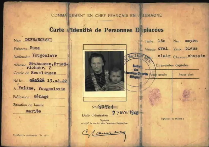 Ruza's identity card, with the child
