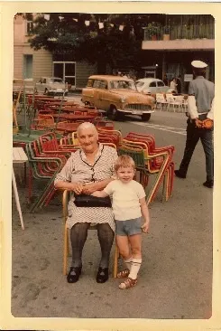 Ursula in old age, with a grandchild