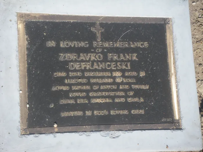 Zdravko's plaque at Horsham