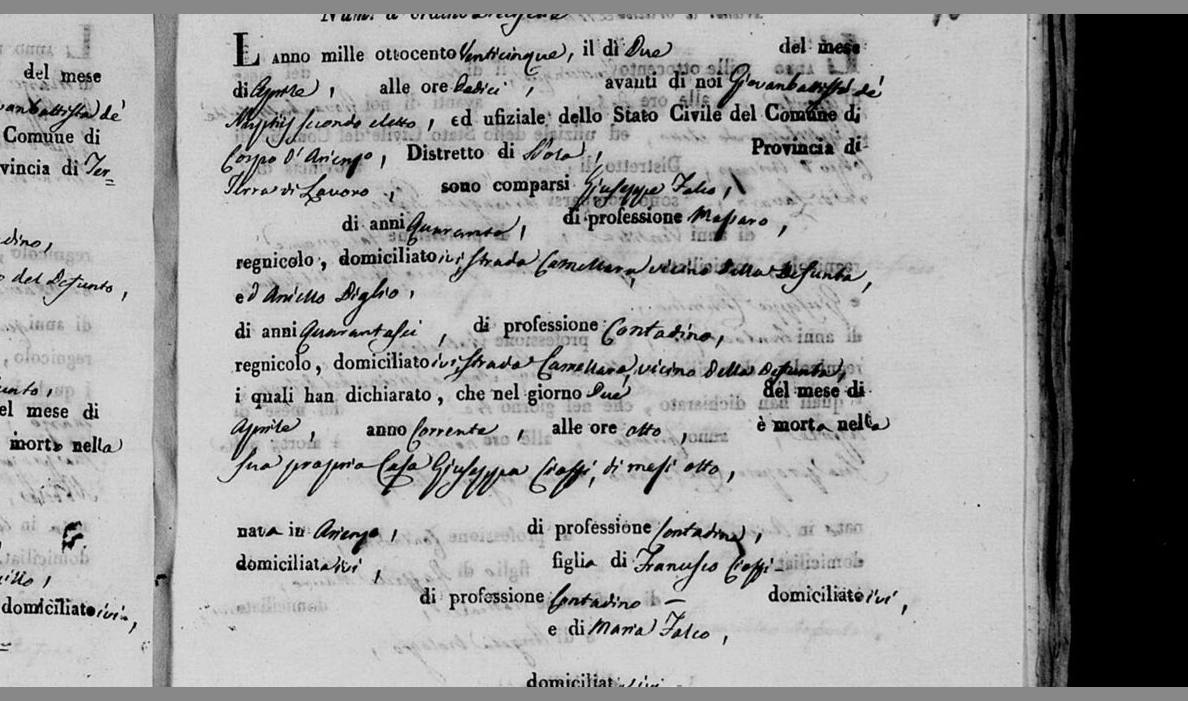 Giuseppe Falco stands for the same house a third time — 2 April 1825