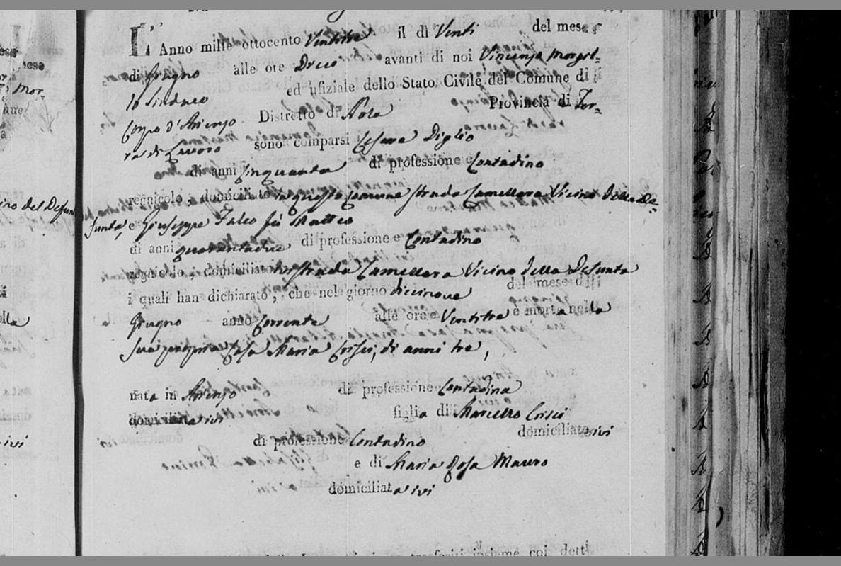 «Giuseppe Falco fu Matteo» — 20 June 1823