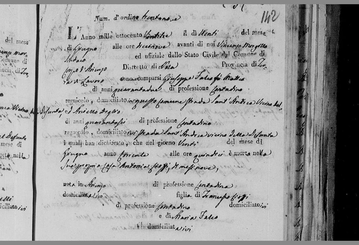 A living Maria Falco, and «Giuseppe Falco fu Matteo» a second time — 20 June 1823