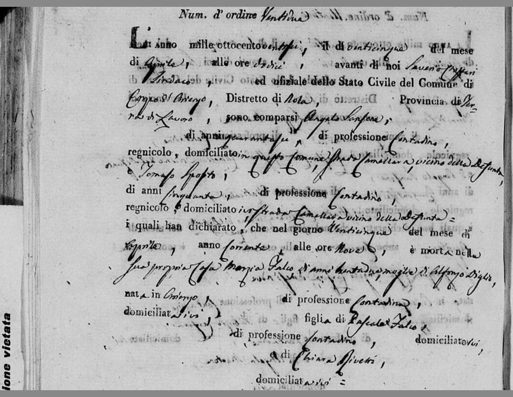 Maria Falco, thirty-two — 25 April 1826, and her parents both still alive