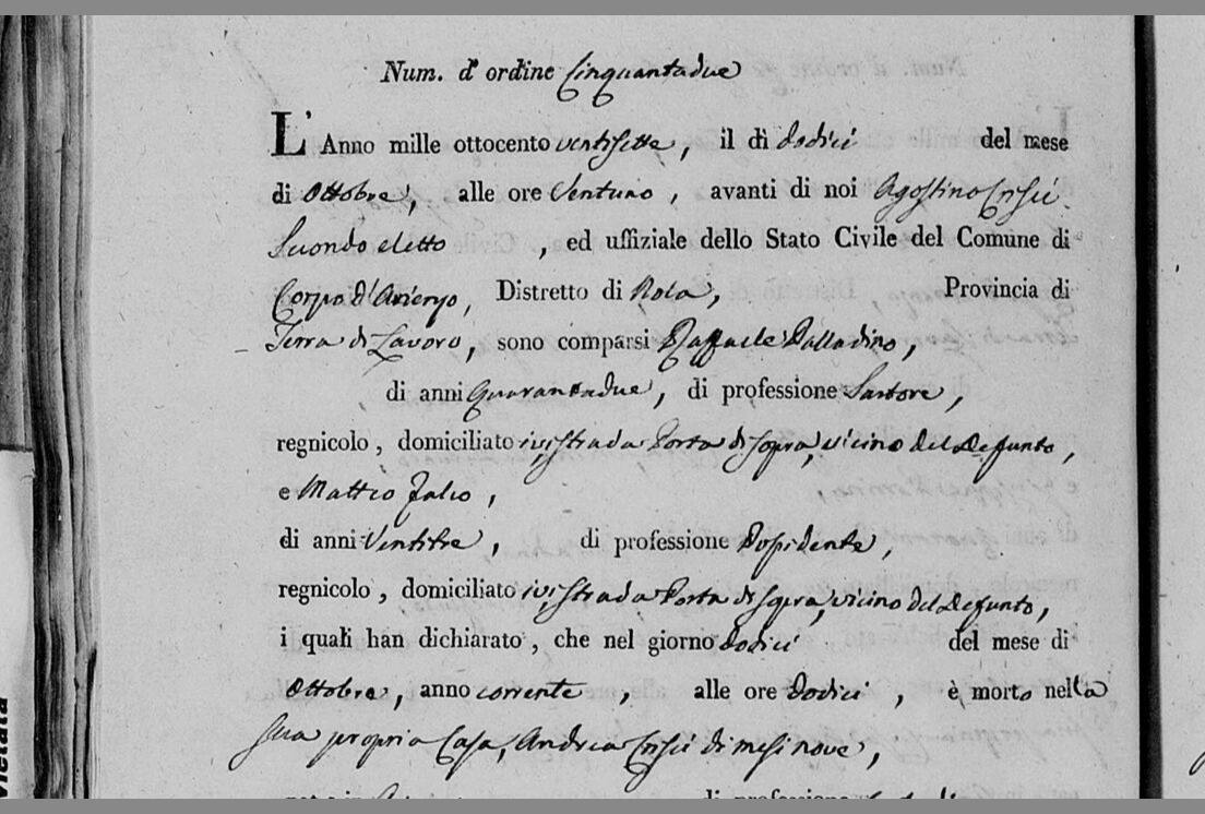 A Falco with property — Matteo Falco, twenty-eight, 12 October 1827