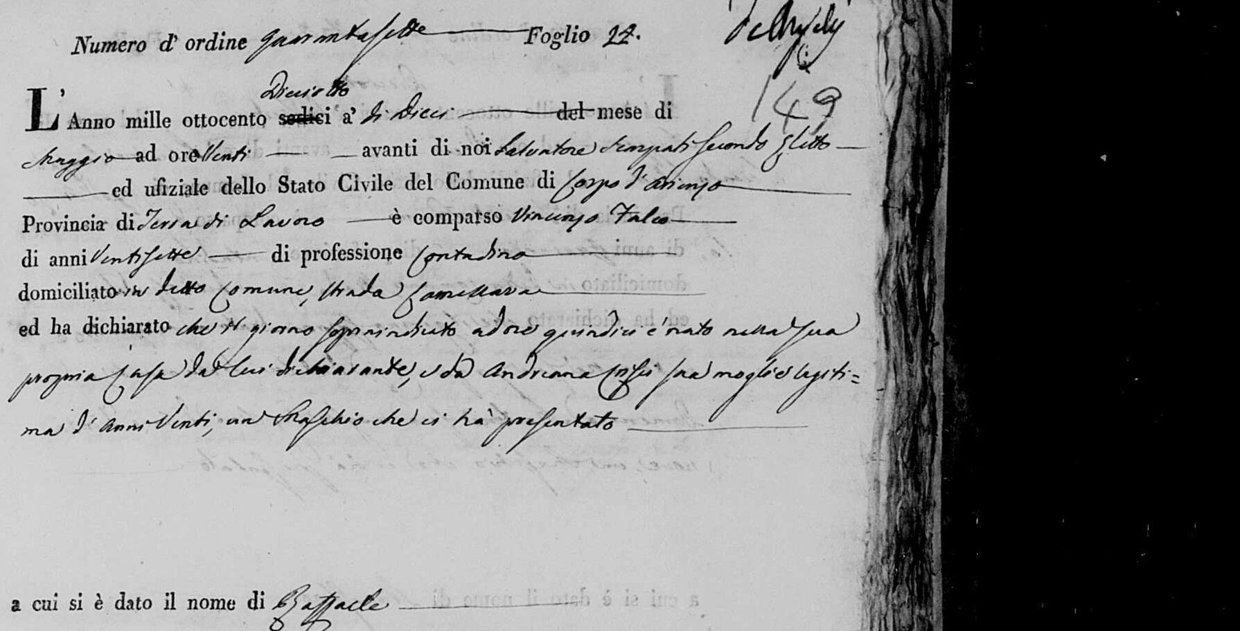 The birth of Raffaele Falco — 10 May 1818