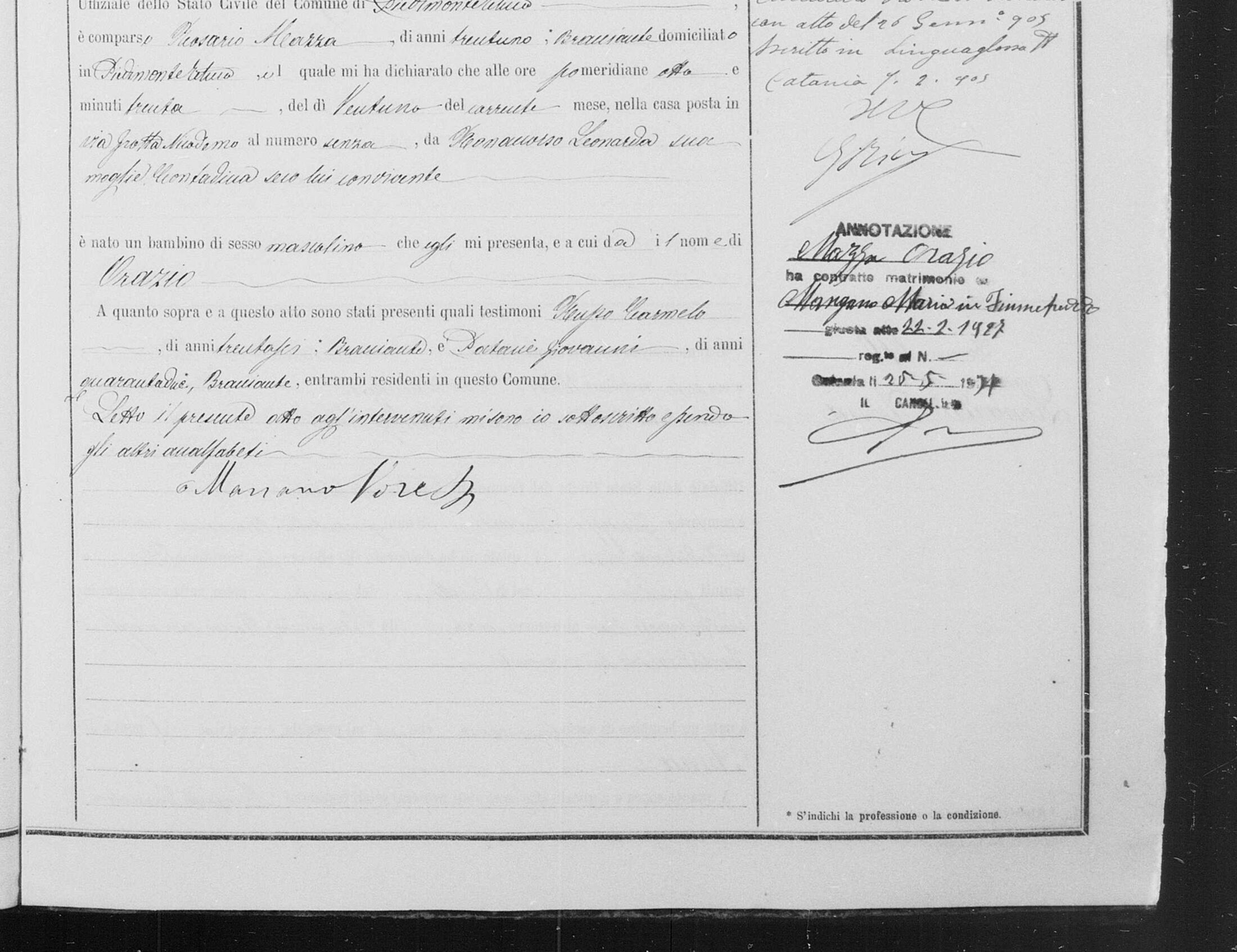 Act 168 continued — via Grotta Nicodemo, and the 1927 marriage annotation