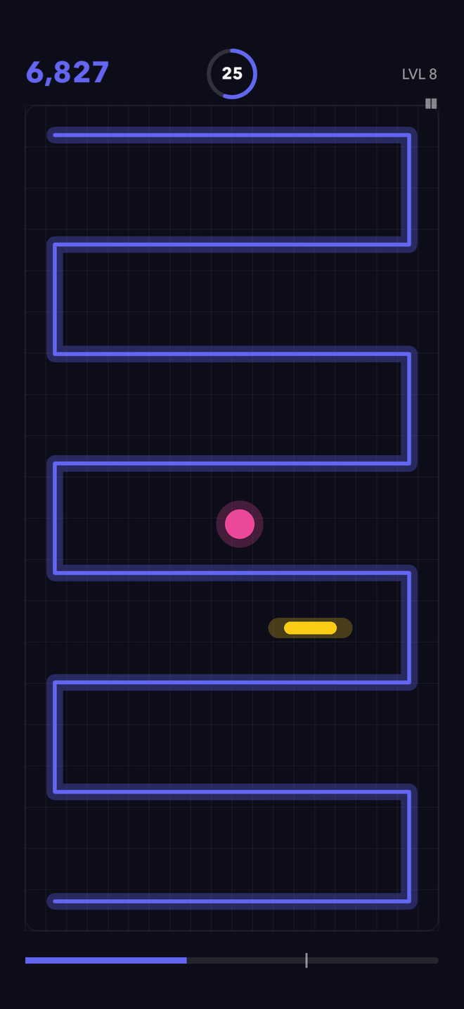 Drawing a continuous line around falling obstacles